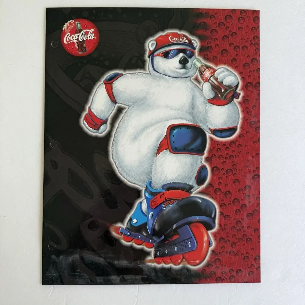 Vintage Coca Cola Coke Soft Drink Folder Polar Bear 1998 Memorabilia Set of 2
